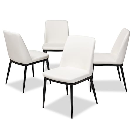 Baxton Studio Darcell Modern White Faux Leather Upholstered Dining Chair 146-8790